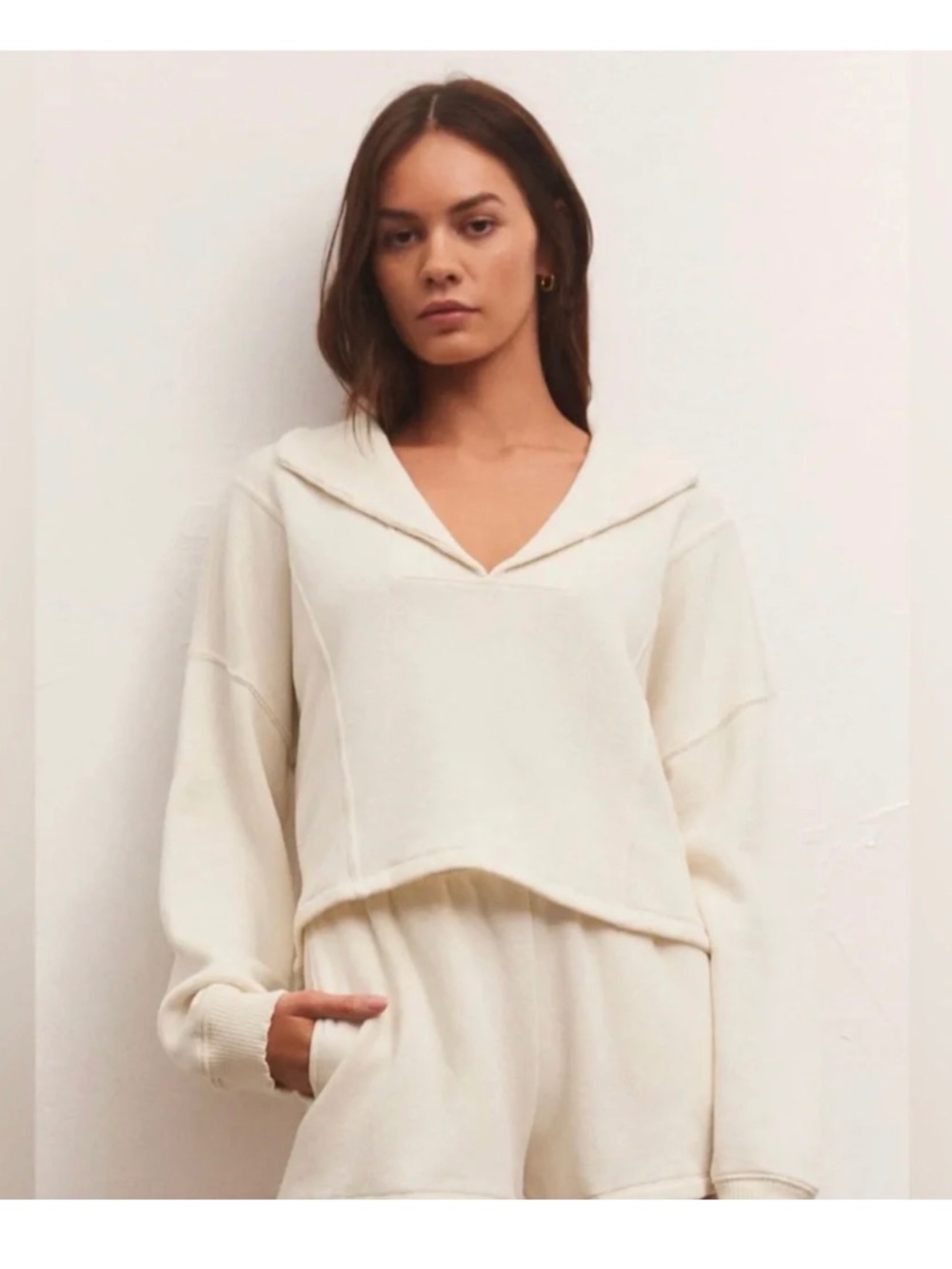 NWOT Z Supply Soho Fleece Pullover Bone Cream Sweatshirt Small